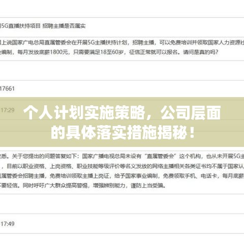 個人計劃實施策略,公司層面的具體落實措施揭秘!