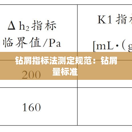 鉆屑指標法測定規(guī)范:鉆屑量標準