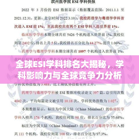 全球ESI學(xué)科排名大揭秘,學(xué)科影響力與全球競爭力分析