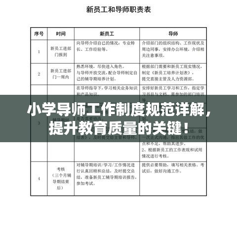 小學(xué)導(dǎo)師工作制度規(guī)范詳解,提升教育質(zhì)量的關(guān)鍵!