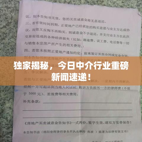 獨(dú)家揭秘,今日中介行業(yè)重磅新聞速遞!