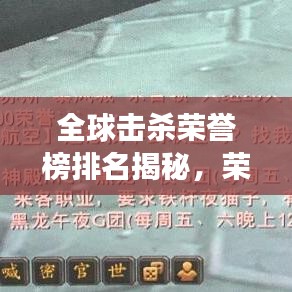 全球擊殺榮譽(yù)榜排名揭秘,榮耀背后的故事